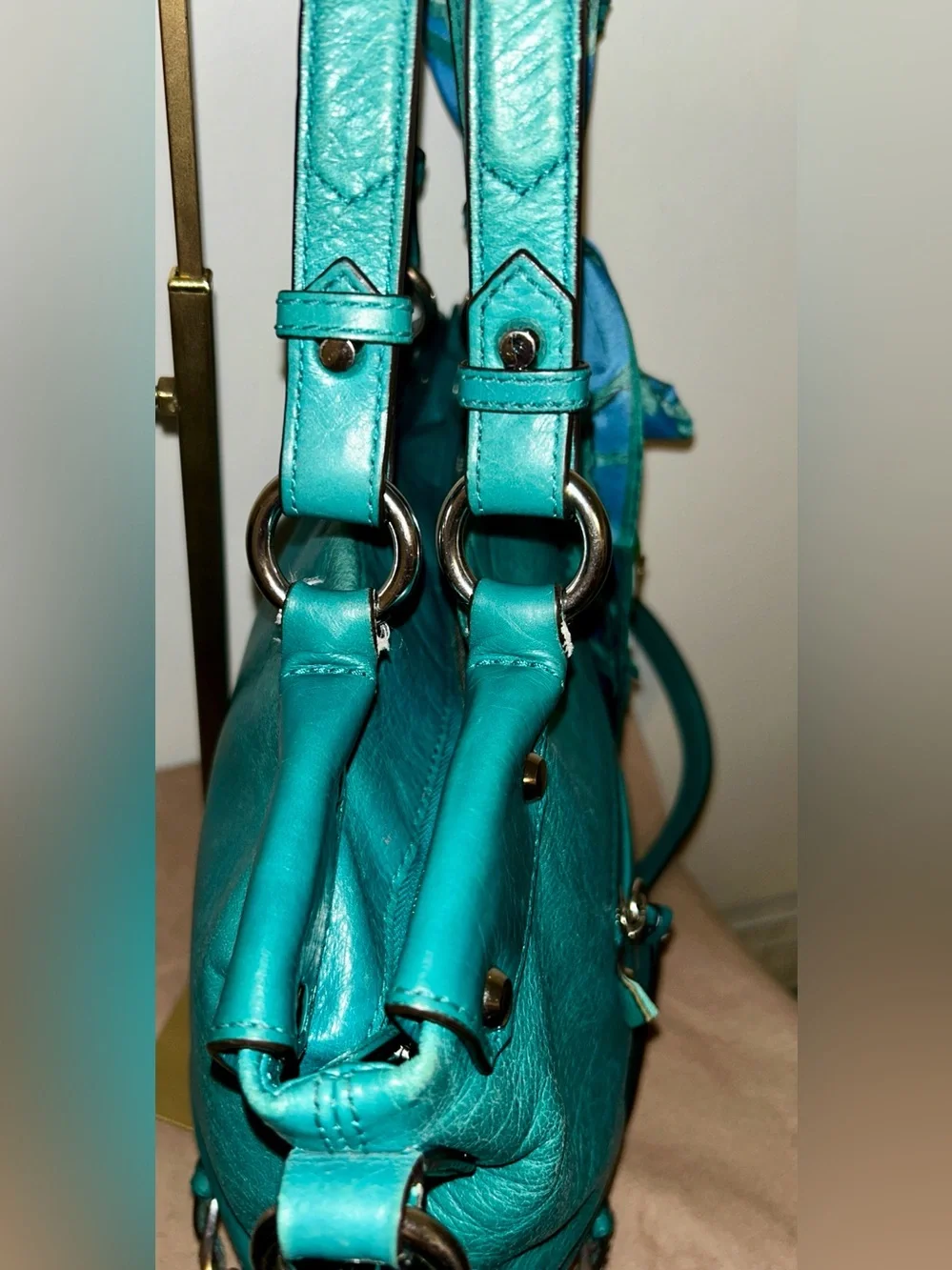 Michael Kors Fallon Medium Satchel in Turquoise/Aqua Color-way.